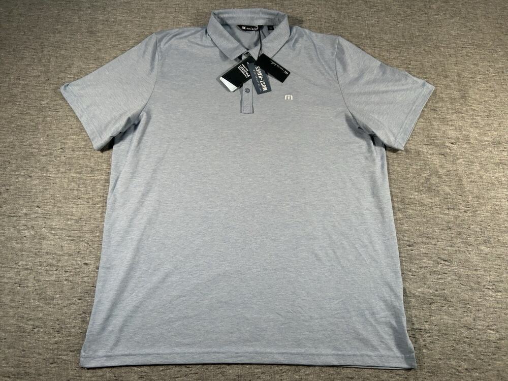 Travis Mathew Zinna Polo Shirt Mens XXXL Heather Light Blue Short Sleeve Golf